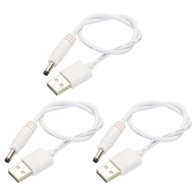 Cable de alimentación USB a CC 3 piezas 0,3 M USB a DC 4,0 mm x 1,7 mm cable de alimentación blanco Foto 1 de 4