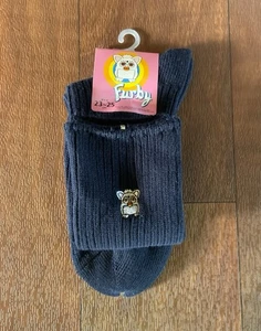 Furby BLACK Socks With Silver Embroidered FURBY Japanese Size 23-25 Cm 17” *NEW* - Picture 1 of 17