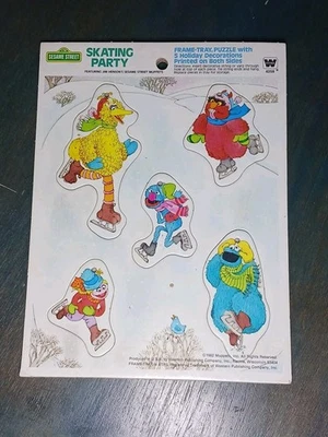 Quebra-cabeça vintage 1982 Muppets Sesame Street Skating Party - Ornamentos RARO - Imagem 1 de 4