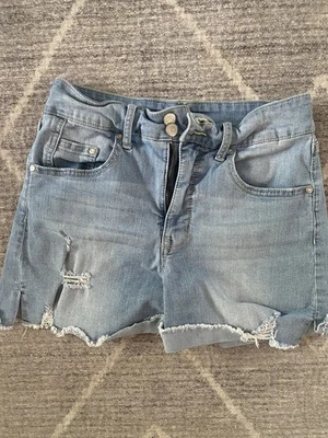 Curvy Mom Denim Shorts Super High Rise Womens 9 - 29 Light Blue Wash Stretch - Image 1 of 4