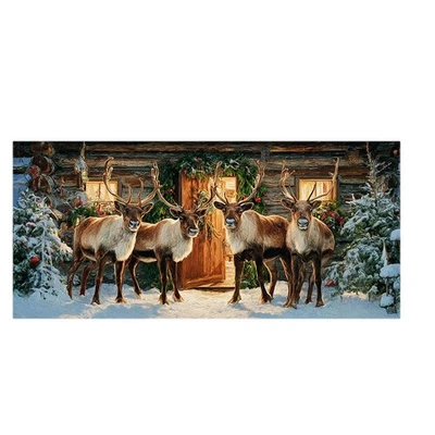 Weihnachten Rentiere Dorf Garage Tür Banner Gewebe Outdoor Hintergrund - Bild 1 von 3