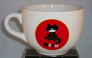 MEOW Black Cat Oversize Becher Cartoon Suppentasse weiß rot schwarz - Bild 1 von 1
