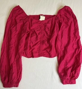 Damen Long Ballonärmel Slim Fit Rüschen vorne Top - A New Day Rosa XL - Bild 1 von 6