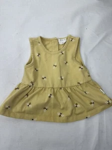 Firsts By Petit Lem Baby Girls' Floral Ruffle Knit Dress Yellow Bees Sz 9 mo - Picture 1 of 6