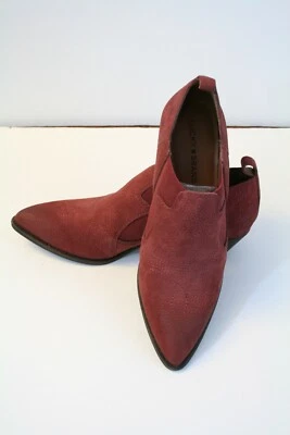 Bota corta para mujer Lucky Brand tacón bajo borgoña gamuza botín shootie 9M Foto 1 de 4