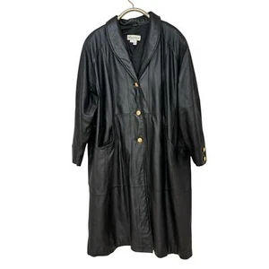 Gabardina ViNTaGe de cuero negro matriz gótica steampunk 3X - Imagen 1 de 6