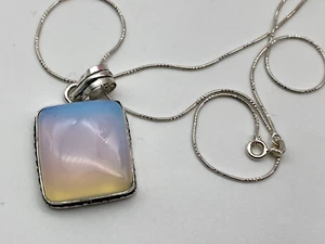 Sterling Silver 925 Pendant Necklace White Misty 11.02g - Picture 1 of 8
