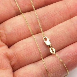 14K Yellow Gold 1mm Diamond-Cut Cable Chain 16"-18" Adjustable - Picture 1 of 3
