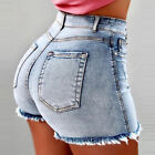 Damen Denim Jeans Shorts Hotpants High Waist kurze Hose STRETCH Sommerhose DE