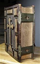 antique c1865 family Catholic Bible Douay Rheims clasps BEAUTIFUL gauffered 