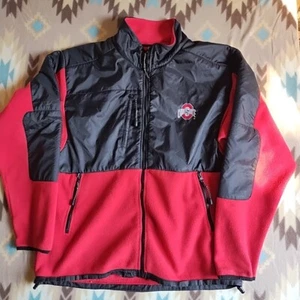 OSU Buckeyes Men's XL Red + Black Jacket Full Zip Fleece - Picture 1 of 9