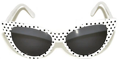 GAFAS DE SOL OJO DE GATO BÚHO LENTES OSCURAS LUNARES GAFAS SOMBRAS UV400 BLANCO CON PUNTOS Foto 1 de 3