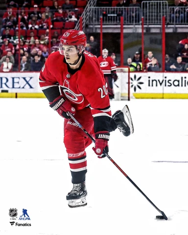 Sebastian Aho Carolina Hurricanes Unsigned Red Jersey Shooting 8" x 10" Photo Cover
