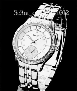 AUTHENTIC GUESS LADIES' WHITNEY WATCH SILVER TONE RRP:$399 U0931L1 Brand New - Picture 1 of 12