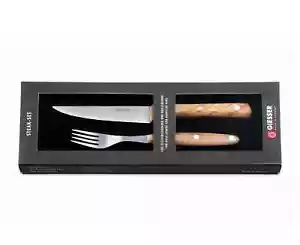 Giesser Messer Steakbesteck Steakmesser Steakgabel 2er Set Rostfrei Olivenholz - Bild 1 von 5