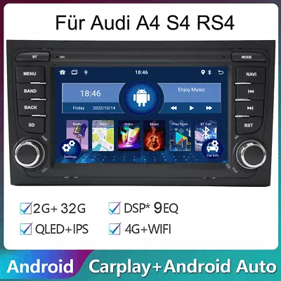 Für Audi A4 S4 RS4 8E B7 7  2 Din Autoradio WIFI 4G RDS DAB+ GPS Navi Bluetooth • 235.94€