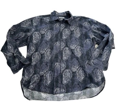 Camisa de vestir larga Johnston & Murphy XL gris púrpura cachemira con botones calce a medida Foto 1 de 4