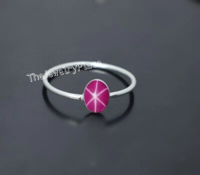 Beautiful Ruby Star Ring in 925 Sterling Silver  Genuine Lindy Pink Star Ring - Image 1 of 2
