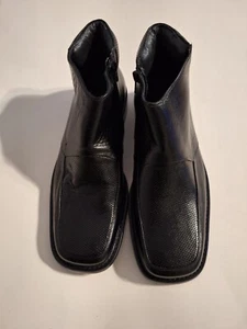 Borgesi Beverly Hills Men's Leather Square Toe Dress Ankle Boot Size 43/10 Black - Foto 1 di 9