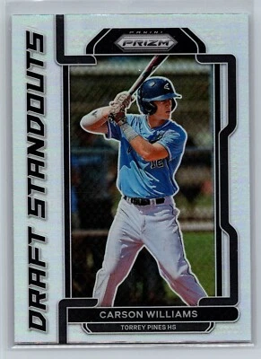 2021 Prizm DRAFT STANDOUTS Carson Williams #DS-CW - Tampa Bay Rays - Image 1 of 2