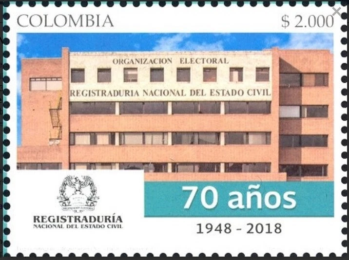 Edificio Registro Civil Nacional Colombia 2018 # Scott 1497 MNH - Envío gratuito Foto 1 de 1