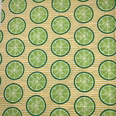 Waverly Inspirations Rebanadas Retro de Lima en Tela a Rayas Amarillas 1 yarda Cítricos Foto 1 de 4