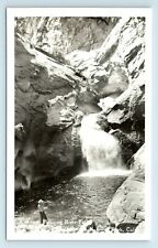 Postcard K-12 Roaring River Falls (Fishing) Kings Canyon Nat'l Park CA RPPC S97