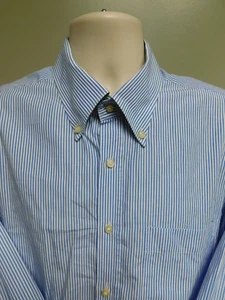Peter Millar blue and white striped Men's Dress shirt Large 100% Cotton - Picture 1 of 8
