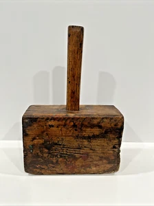 Antique 19th C Primitive Wooden Mallet Tool Hammer Farmhouse Decor - Picture 1 of 8