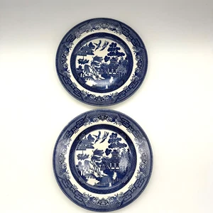 Blue Wilow Salatteller 8" Churchill England 2er Set geprägter Bodenstempel - Bild 1 von 7