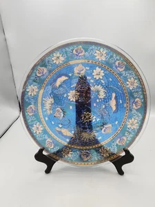 Vintage, Clear Glass Hand Painted Raised Floral Design.. Beautiful Plate - Picture 1 of 7