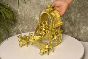 Sowpeace Dhokra Cow Cart | Handmade Brass Decor | 24 cm & 19 cm | Home & Gifting - Picture 1 of 5