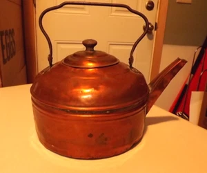 ANTIQUE HEAVY Hand Forged Copper Tea Kettle 1920-30S --X170 - Picture 1 of 6
