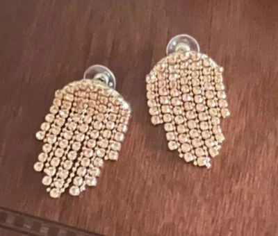 Pendientes de oro rubor cristal champán estrás gota cascada declaración NUEVO Foto 1 de 4