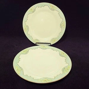 Vintage 2 Noritake Glanzgeschirr Dessert Brot Teller Schale Japan Nippon 7,5" grün - Bild 1 von 6