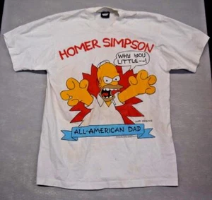 T-shirt vintage Simpsons uomo grande bianca Homer papà tutto americano anni 90 USA - Foto 1 di 7