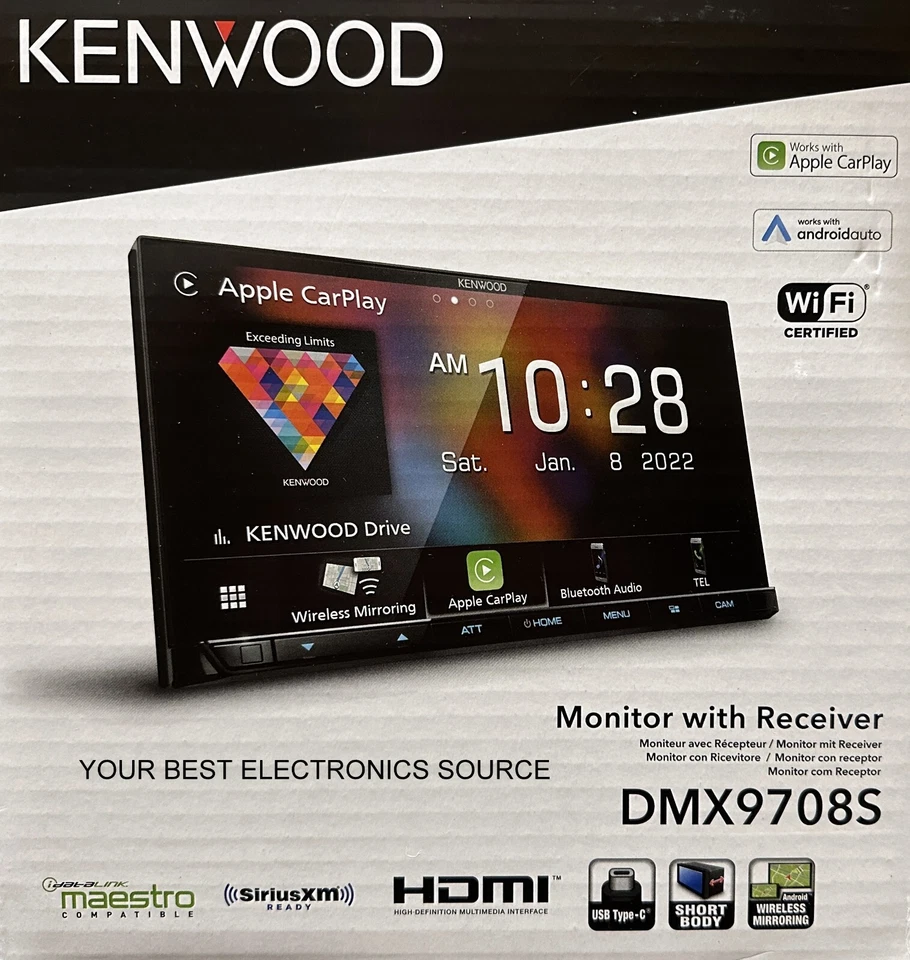 NEW Kenwood DMX9708S 6.95" Touchscreen Receiver, Android Auto, CarPlay Bluetooth - Image 1 of 1