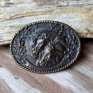 Vintage Al Shelton Pharoahs Horses Belt Buckle Signed - Picture 1 of 7