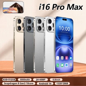 Nuevo Smartphone I16 Pro Max 6.8" HD Global Desbloqueado Android 8+512GB Doble SIM Regalo - Imagen 1 de 24