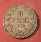 Finland/  *10 penniä 1916 - Copper *Empire Nikolaj  II *Condition  1+ *