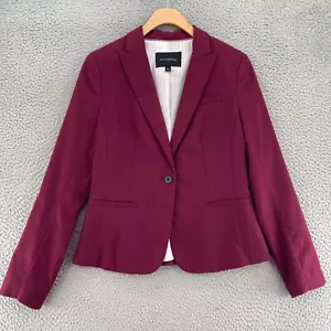 Banana Republic Blazer Damen 2 burgunderrot angeraut Twill spitzes Revers Taschen Büro - Bild 1 von 11