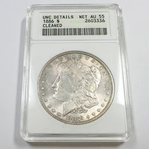 1886 P ANACS Soap Box UNC AU55 Details - Morgan Dollar $1 US Coin #55362A - Picture 1 of 3