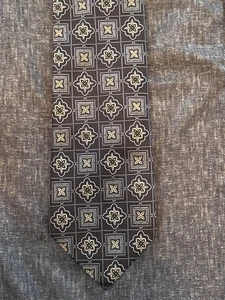 JZ Richards Boulder, CO geometrisch 100 % Seide USA Handarbeit grau und blau 63 Zoll - Bild 1 von 4