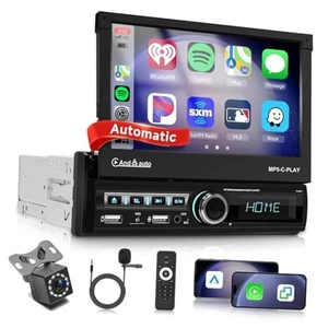 Autoradio Pieghevole Singolo Din Automatico con Wireless CarPlay Android Auto, 7 - Foto 1 di 8