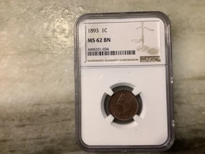 1893 Indian Head Penny MS62 BN - Picture 1 of 2