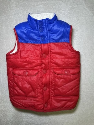 Egg By Susan Lazar Kids Boys Puffer Vest Sz 18M Faux Fur Red Blue — 第 1/4 张图片