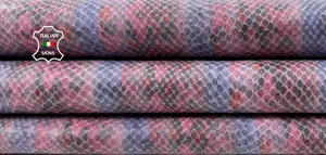 PINK & PURPLE SNAKE PRINT ON Italian Calfskin Leather hides 9sqf 0.7mm #C6525 - Picture 1 of 7