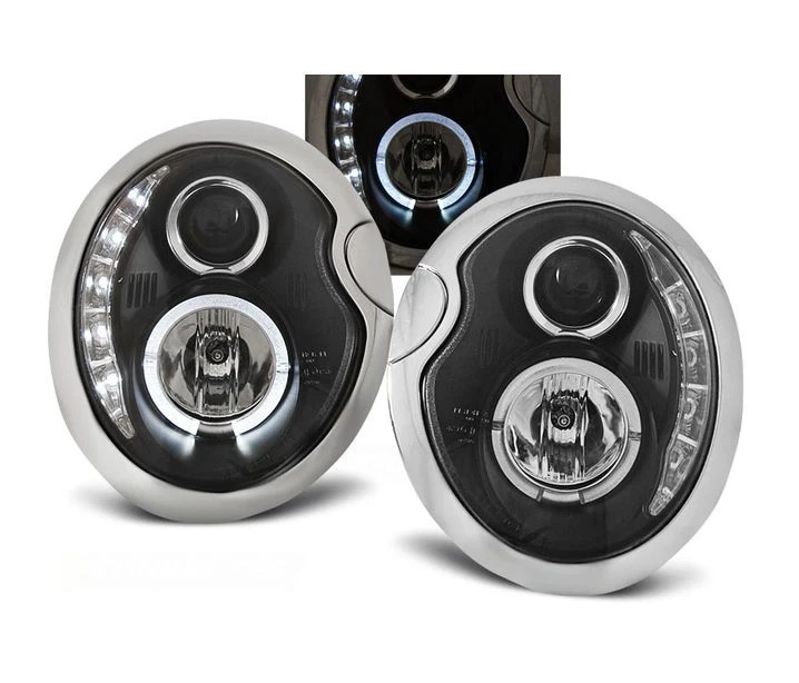 faros bmw mini cooper 2001 2002 2003 2004 2005 2006 luz diurna negro LHD Foto 1 de 1