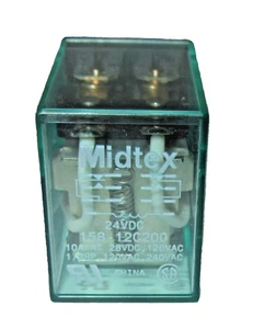 NEW NOS Midtex 158-12C200 Relay Coil-24VDC, 10A@28VDC/120VAC & 1/3HP@120/240VAC - Picture 1 of 5
