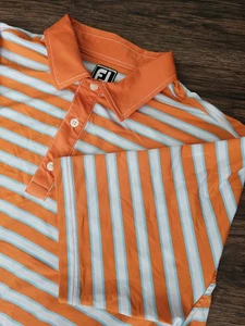 Polo Footjoy FJ Athletic Fit Rayas Naranja Blanco Verde azulado Para Hombre Talla XXL - Imagen 1 de 11